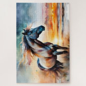 Wild Paard op grasduin bij zonsondergang Legpuzzel (Verticaal)