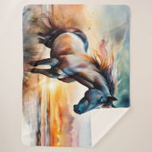 Wild Paard op grasduin bij zonsondergang Sherpa Deken (Voorkant)