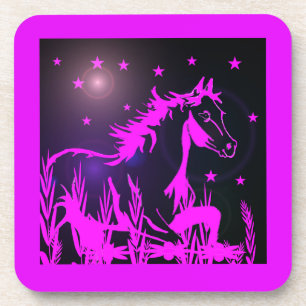 wild paard, roze bier onderzetter