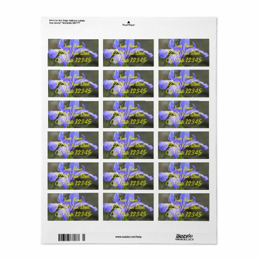 Wild Paars Iris Etiket (Full Sheet)