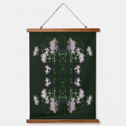 Wild Paarse Bee Balm Bloemen Abstract Hangend Wandkleed (Voorkant)