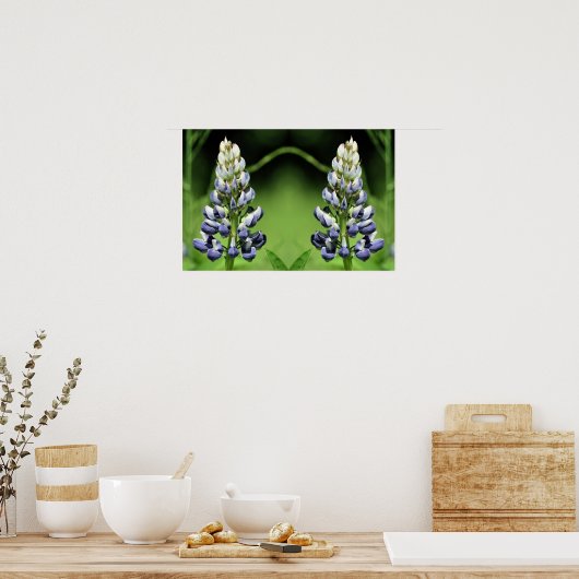 Wild Paarse Lupine Flower Mirror Abstract Poster (Keuken)