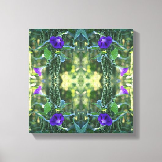 Wild Paarse Morning Glory Flowers Abstract Canvas Afdruk (Voorkant)