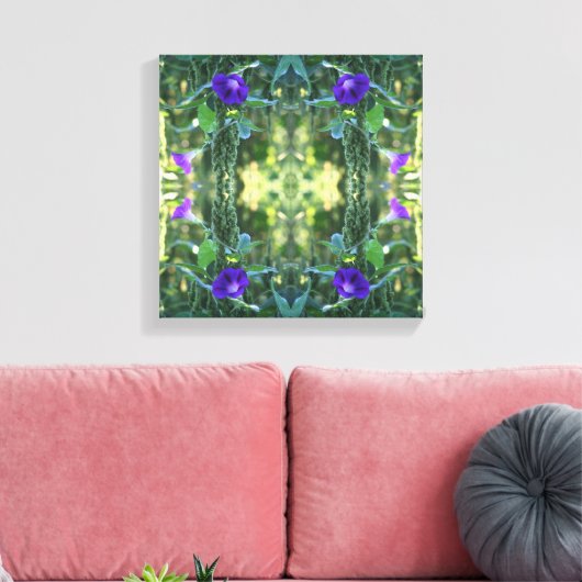 Wild Paarse Morning Glory Flowers Abstract Canvas Afdruk (Insitu (Woonkamer))