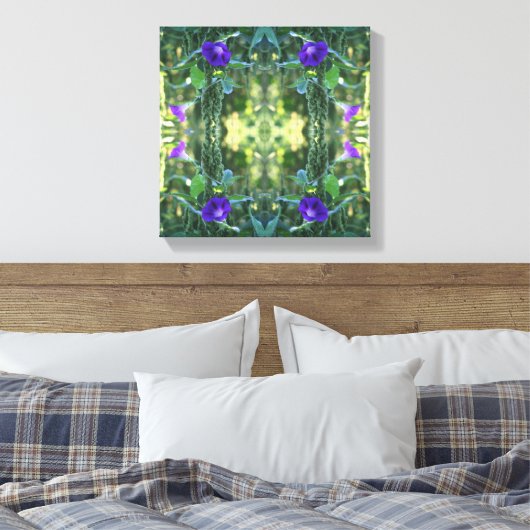 Wild Paarse Morning Glory Flowers Abstract Canvas Afdruk (Insitu (Slaapkamer))