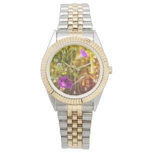 Wild Paarse Morning Glory Flowers Abstract Horloge