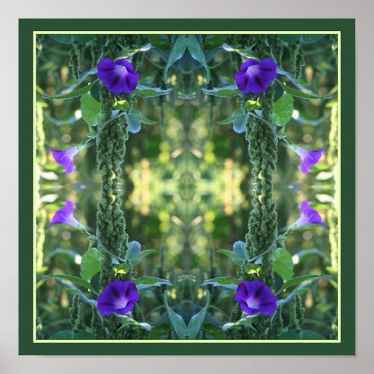 Wild Paarse Morning Glory Flowers Abstract Poster (Voorkant)