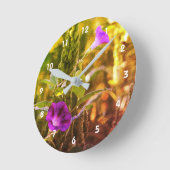 Wild Paarse Morning Glory Flowers Abstract Ronde Klok (Hoek)