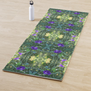 Wild Paarse Morning Glory Flowers Abstract Yogamat