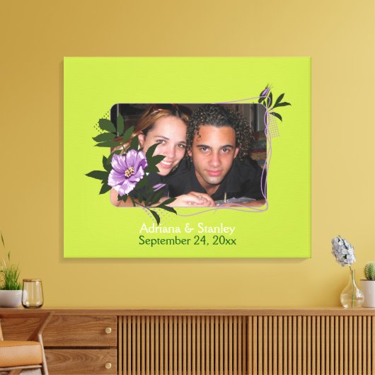 Wild paarse roos bloemenbruiloft foto canvas print (Insitu (Woonkamer))