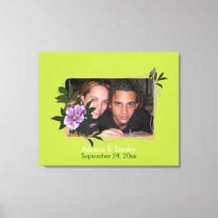 Wild paarse roos bloemenbruiloft foto canvas print