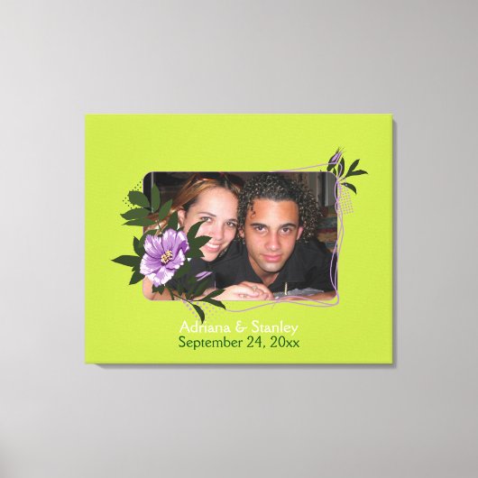 Wild paarse roos bloemenbruiloft foto canvas print (Voorkant)