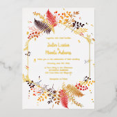 Wild Paddenstoelen Bos Bloem Varen Bladgroen Bruil Folie Uitnodiging (Voorkant)