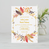 Wild Paddenstoelen Bos Bloem Varen Bladgroen Bruil Folie Uitnodiging (Staand Voorkant)