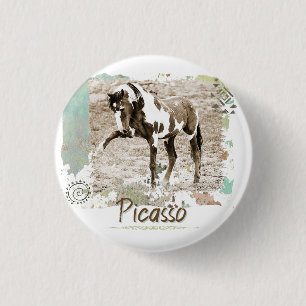 Wild Paint Horse Picasso Westerne Foto Button Pin