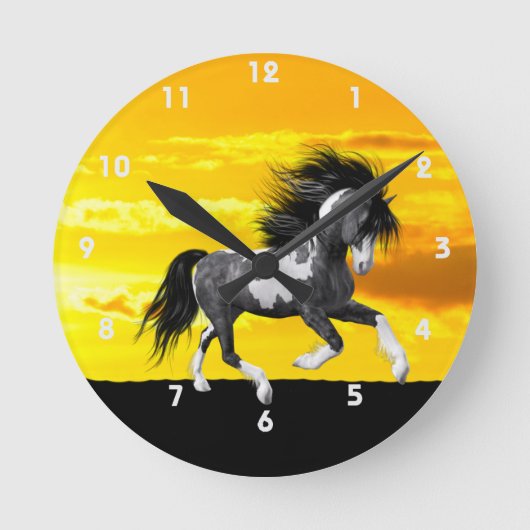 Wild Paint Paard Wandklok (Voorkant)