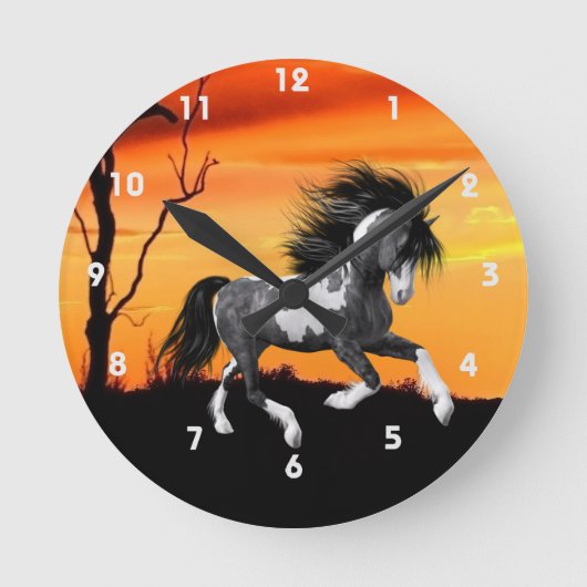 Wild Paint Paard Wandklok (Voorkant)