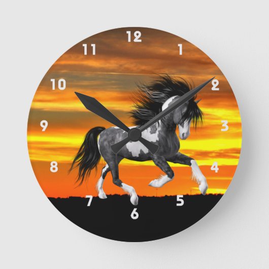 Wild Paint Paard Wandklok (Voorkant)