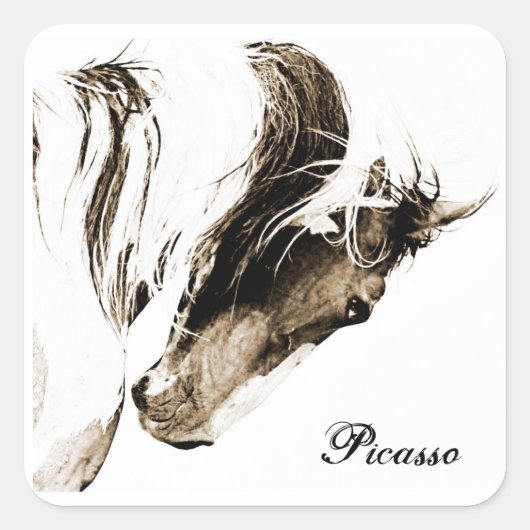 Wild Paint Stallion Picasso Westerne paardensticke Vierkante Sticker (Voorkant)