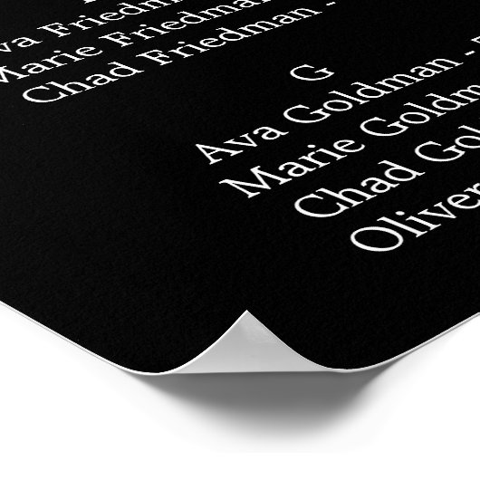 Wild Palm | Black Alphabetical Seating Chart Poster (Hoek)