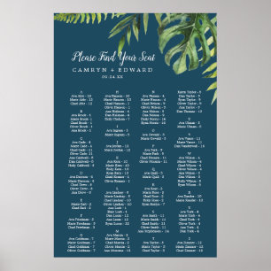 Wild Palm   Schema van de marineblauw-alfabetische Poster