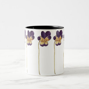 Wild pansy flower hand drawn tweekleurige koffiemok