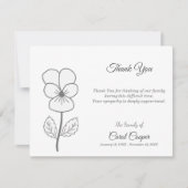 Wild Pansy Line Art Begrafenis Dank u Nota Kaart (Voorkant)