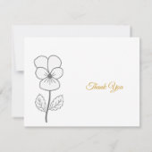 Wild Pansy Line Art Begrafenis Dank u Nota Kaart (Achterkant)