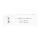Wild Pansy Line Art retour adres label (Voorkant)