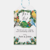 Wild Parrots Tropical exotic Greenery Baby shower Cadeaulabel (Voorkant)