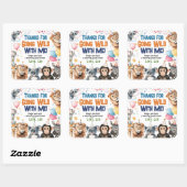 Wild Party Animals 1e Verjaardag Safari Bedankt Vierkante Sticker (Vel)
