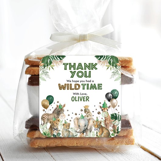 Wild Party Animals Oerwoud Boy Verjaardagsfeestje Vierkante Sticker