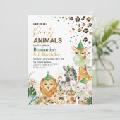 Wild Party Animals Safari Leopard Print Birthday Kaart (Staand voorkant)