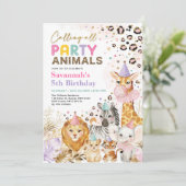 Wild Party Animals Safari Leopard Print Birthday Kaart (Staand voorkant)