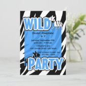 Wild Party/Blauwe Zebra Kaart (Staand voorkant)