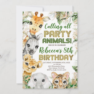 Wild Party Dieren Verjaardag, elke leeftijd, Safar Kaart