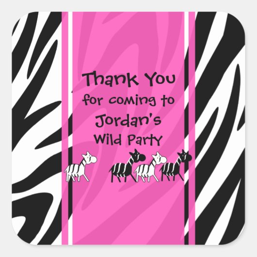 Wild Party/ Roze Vierkante Sticker (Voorkant)