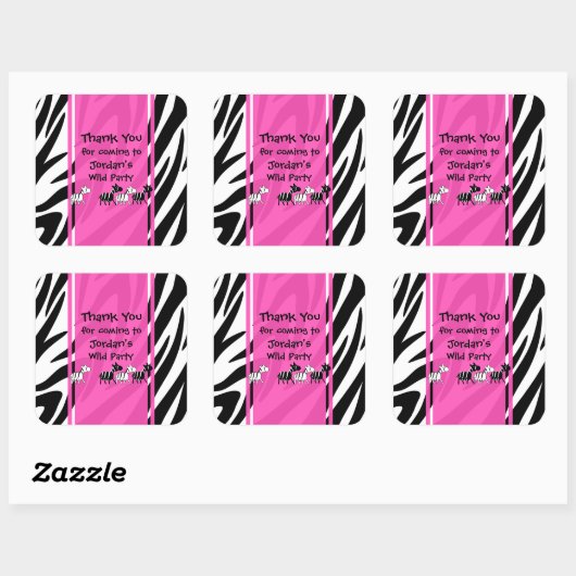 Wild Party/ Roze Vierkante Sticker (Vel)