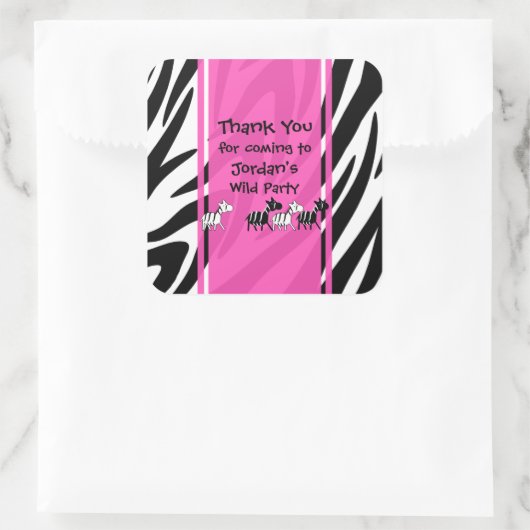 Wild Party/ Roze Vierkante Sticker (Tas)