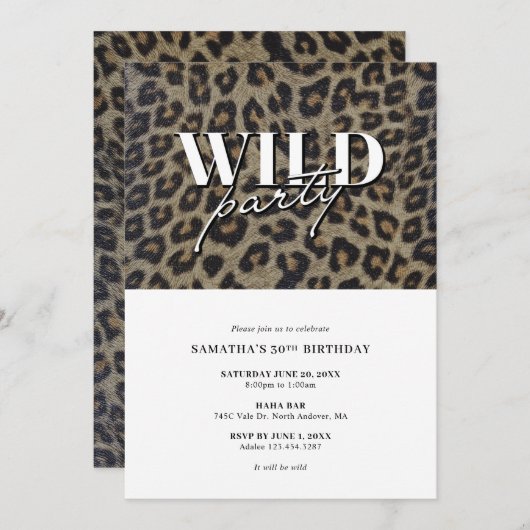 Wild Party Verjaardag Kaart (Voorkant / Achterkant)