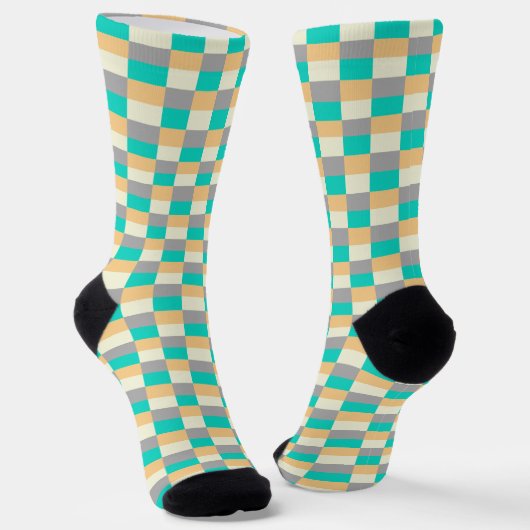 Wild Pastel with Teal in Color Blocks Sokken (Gebogen)