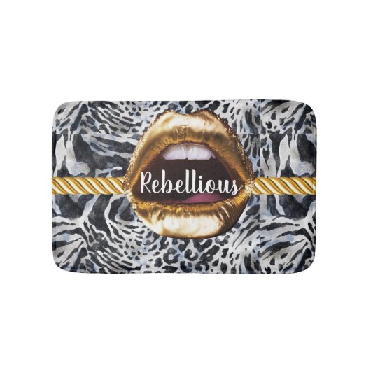 Wild Pattern Gold lips Gift Décor Beauty Girly Badmat (Voorkant)