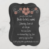 Wild Peach Rozen Chalkboard Bridal Kaart (Voorkant / Achterkant)