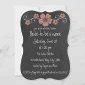 Wild Peach Rozen Chalkboard Bridal Kaart (Voorkant)