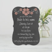 Wild Peach Rozen Chalkboard Bridal Kaart (Staand voorkant)