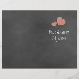 Wild Peach Rozen Chalkboard Folded Wedding Program