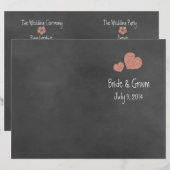 Wild Peach Rozen Chalkboard Folded Wedding Program (Voorkant / Achterkant)