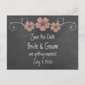 Wild Peach Rozen Chalkboard Save the Date Briefkaa Aankondigingskaart (Voorkant)