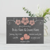 Wild Peach Rozen Chalkboard Weddenschap Kaart (Staand voorkant)