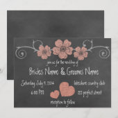 Wild Peach Rozen Chalkboard Weddenschap Kaart (Voorkant / Achterkant)